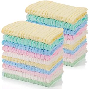 Tegeme 10 Pack Baby Muslin Burp Cloths Large 20" by 10" Cotton Absorbent Washcloths Burp Cloths for Baby Burping Cloth Diapers Bibs for Baby Registry as Shower,Great Shower Gift (Multi Colors)