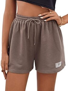 makemechic women's casual drawstring waist sweat shorts running track shorts a mocha brown xl