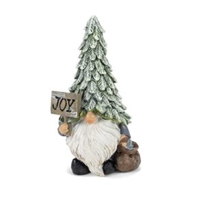 napco joy gnome snow capped green hat 7 x 4 polyresin table top figurine