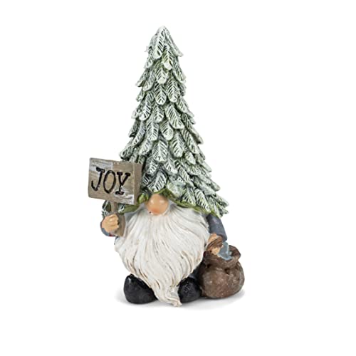 Napco Joy Gnome Snow Capped Green Hat 7 x 4 Polyresin Table Top Figurine