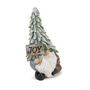 Napco Joy Gnome Snow Capped Green Hat 7 x 4 Polyresin Table Top Figurine