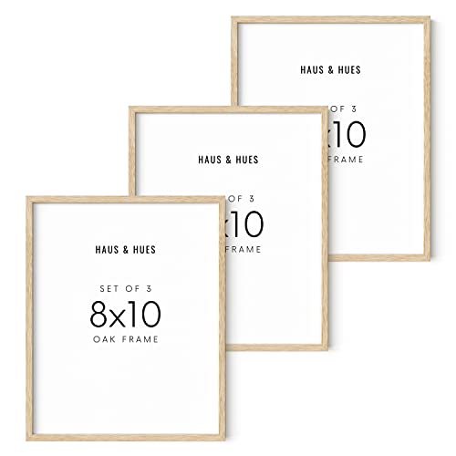 Haus and Hues 8"x10" Beige Oak Wood Frames Set of 3 – 8x10 Wood Picture Frame Set Wood Picture Frames Wood Frames Picture Frames For Wall Picture Frames Light Wood Picture Frames Wooden Frame, BEIGE FRAMED