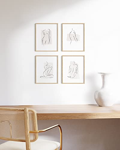 Haus and Hues 11"x14" Beige Oak Wood Frames Set of 4 - 11x14 Poster Frames Poster Sized Frame, Natural Wood Frame 11x14 Wood Frame, 11 x 14 Frame Art, 14x11 Picture Frames Wood 11 x 14 Display Frame For 11x14 Print, 11x14 Picture Frame Wood