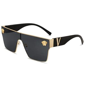 allarallvr oversized square sunglasses for women men vintage trendy classical gafas de sol para mujer sun glasses ar82087(black/black)