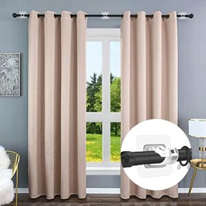 8PCS No Drill Curtain Rod Brackets No Drilling Self Adhesive Curtain Rod Holder Hooks Nail Free Adjustable Curtain Rod Hooks Curtain Hangers for Bathroom Kitchen Home Bathroom and Hotel (Transparent)