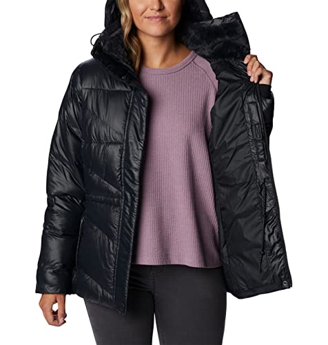 Columbia Women's Peak To Park II Insulated Hooded Jacket, Black Gunmetal, 3X Plus