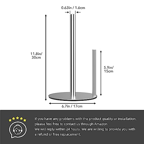 Paper Towel Holder Silver Kitchen Roll Holder, Premium Stainless Steel Paper Towel Holder for Kitchen Roll Organize, One-Handed Operation Countertop Roll Dispenser with Weighted Base