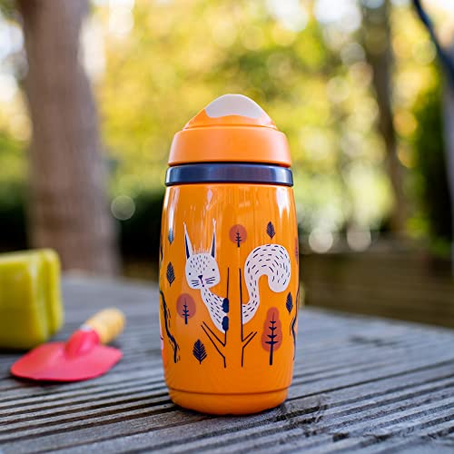 Tommee Tippee Superstar Insulated Toddler Sippy Cup, INTELLIVALVE Leak-Proof & Shake-Proof (9oz, 12+ Months, 2 Count), Orange and Blue