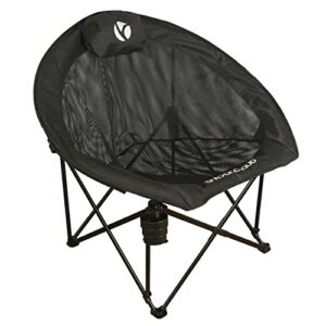 rock cloud folding camping chair oversized padded moon round saucer chairs outdoor for camp lawn hiking fishing sports, black