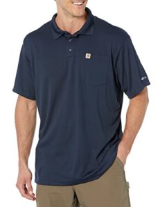 carhartt mens (big & tall) force relaxed fit lightweight short sleeve pocket polo, navy, large tall us