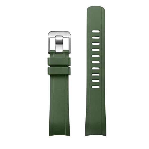 Crafter Blue RX01 Curved End Watch Band Rubber Strap Replacement for ROLEX SUBMARINER CERAMIC REF.116610, Green