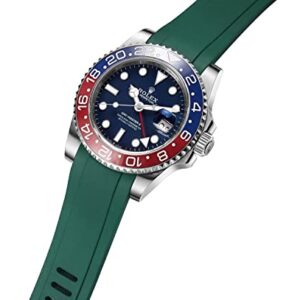 Crafter Blue RX01 Curved End Watch Band Rubber Strap Replacement for ROLEX SUBMARINER CERAMIC REF.116610, Green