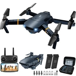 mocvoo drones with camera for adults kids, foldable rc quadcopter, helicopter toys, 1080p fpv video drone for beginners, 2 batteries, carrying case, one key start, altitude hold,headless mode,3d flips