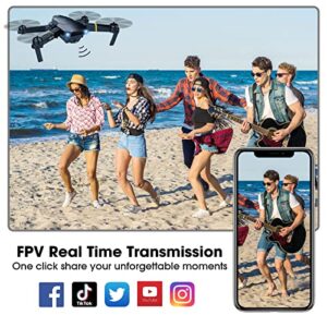 MOCVOO Drones with Camera for Adults Kids, Foldable RC Quadcopter, Helicopter Toys, 1080P FPV Video Drone for Beginners, 2 Batteries, Carrying Case, One Key Start, Altitude Hold,Headless Mode,3D Flips