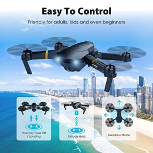 MOCVOO Drones with Camera for Adults Kids, Foldable RC Quadcopter, Helicopter Toys, 1080P FPV Video Drone for Beginners, 2 Batteries, Carrying Case, One Key Start, Altitude Hold,Headless Mode,3D Flips