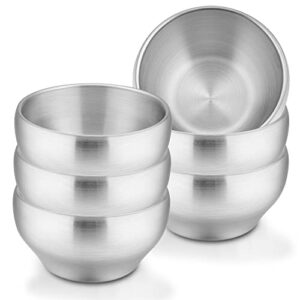lianyu stainless steel bowl for kids, 12oz kids toddler bowls set of 6, small metal bowls for child feeding dinner lunch, soup, snack, dishwasher safe, matte finished