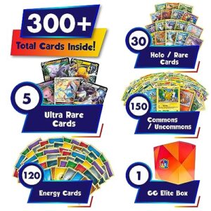 Ultra Rare Card Elite Bundle | 300+ Authentic Cards | 5X Ultra Rares Guaranteed | Legendary, VSTAR, VMAX, V, GX, or EX | Plus Bonus 30x Holo or Rare Cards | GG Deck Box Compatible with Pokemon Cards