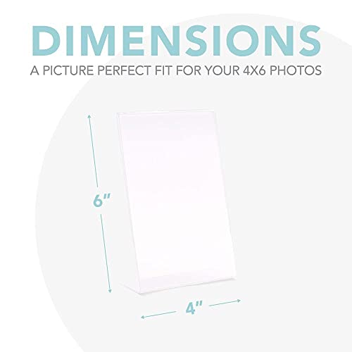 Photo Booth Frames - 4x6 Inch Clear Acrylic Plastic Display, Slanted Back Vertical Standing Picture or Display Sign Holder with Inserts - 6 pack