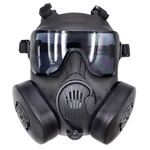 m50 airsoft mask tactical full face eye protection goggles skull with filter fans outdoor sport cs protective paintball eye protection gas mask (black)
