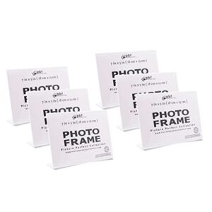 photo booth frames - 7x5 inch clear acrylic display, slanted back 7x5 horizontal picture or display plastic sign holder with inserts - 6 pack
