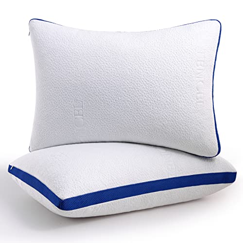 OYT Cooling Bed Pillows for Sleeping 2 Pack Queen Size Shredded Memory Foam Pillows for Sleeping Set of 2 with Adjustable Loft Bed Gel Pillows for Back and Side Sleeper