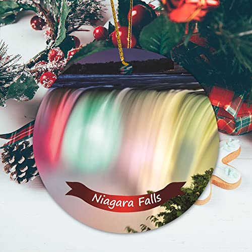 Vinisong Christmas Ornament Niagara Falls' Colourful New Look Landscape Keepsake Hanging Ornament Christmas Ornament Gift Christmas Holiday Decorations Christmas Bauble Ceramic Ornaments