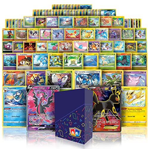 Ultra Rare Deluxe Bundle | 100+ Authentic Cards with 2 Guaranteed Ultra Rares | Plus 10 Bonus Rares or Holos | GG Deck Box Compatible with Pokemon Cards