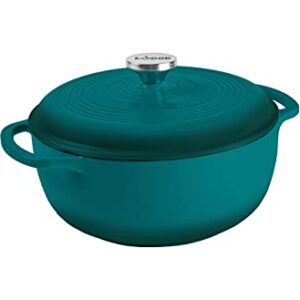 Lodge EC6D38 Enameled Cast Iron Dutch Oven, 6-Quart, Lagoon and Enameled Cast Iron & Ceramic Stoneware Care Kit