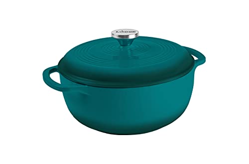 Lodge EC6D38 Enameled Cast Iron Dutch Oven, 6-Quart, Lagoon and Enameled Cast Iron & Ceramic Stoneware Care Kit