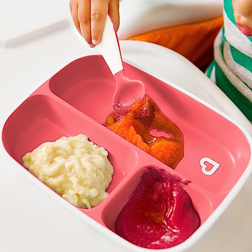 Munchkin Splash Toddler Dining Set - Includes Divided Plates, Bowls and Utensils, 10pc Set, Pink/Purple