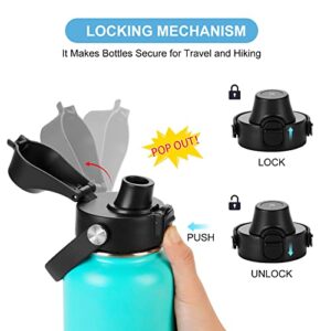 EIPOSAU Auto Flip Lid for Hydro Flask Wide Mouth, Great Spout Lid for Simple Modern, Takeya, Iron Flask and Other Brands, Replacement Lid with Button Lock, Black