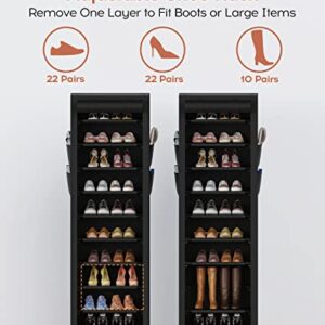 VTRIN Narrow Shoe Rack with Covers 10 Tiers Tall Shoe Rack for Closet Entryway Sturdy Shoe Rack Organizer Holds 20-22 Pairs Free Standing Shoe Storage Cabinet with Dustproof Cover Shoe Shelf