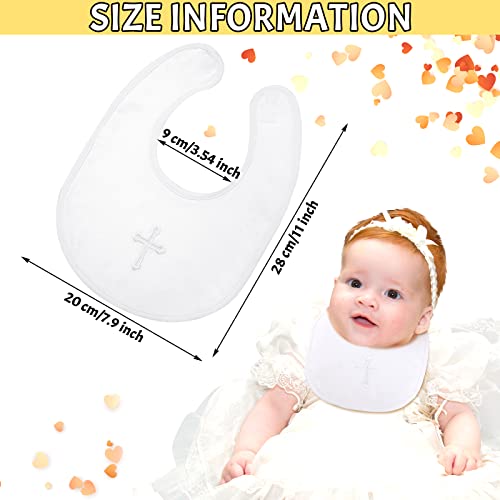 JaGely 3 Pieces White Bibs for Baby Christening Baptism Outfits Bib Infant Baby Blessings for Bib Baby Girl Boys Embroidered Cross Bib