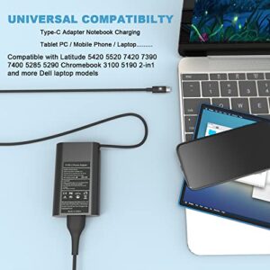 65W 45W USB C Laptop Charger for Dell Latitude 5420 7410 7420 7400 5520 7320 5320 5300 5285 5290 2in1,XPS 13 7390 9350 9380 9370 9360 9300 9305 9310,Chromebook 3100 3380 5190 Type C Power Supply Cord