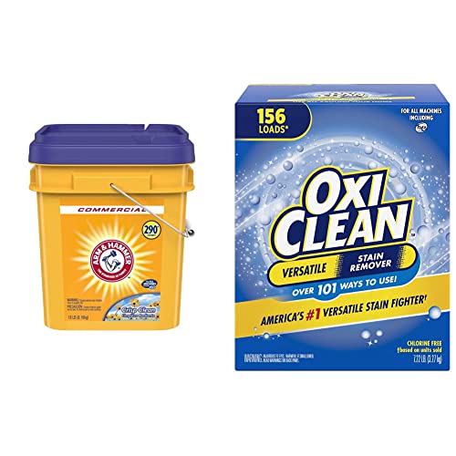 Arm & Hammer 33200-01001 Powder Laundry Detergent, Crisp Clean, 18lb Pail and OxiClean Versatile Stain Remover Powder, 7.22 lbs