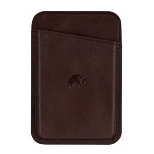bullstrap premium leather magsafe wallet compatible with all magsafe iphone cases, bourbon brown