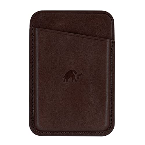 Bullstrap Premium Leather MagSafe Wallet Compatible with All MagSafe iPhone Cases, Bourbon Brown