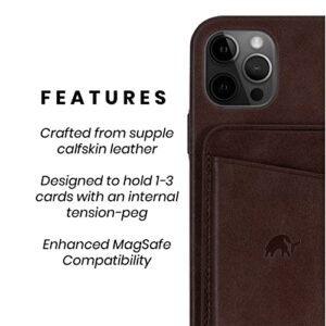 Bullstrap Premium Leather MagSafe Wallet Compatible with All MagSafe iPhone Cases, Bourbon Brown