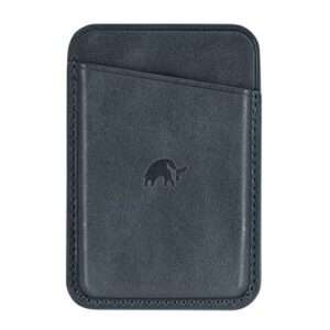 bullstrap premium leather magsafe wallet compatible with all magsafe iphone cases, ocean blue