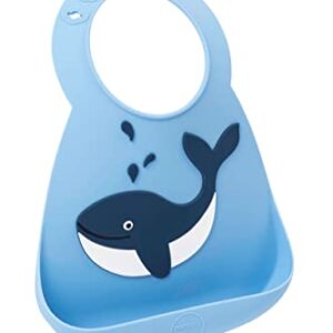 Silicone Baby Bib by ABBY&FINN, Whale, Under the Sea, Waterproof, BPA Free Silicone, Easy Wipe Clean, Dishwasher Safe, For Baby & Toddler, Baby Boy, Baby Girl