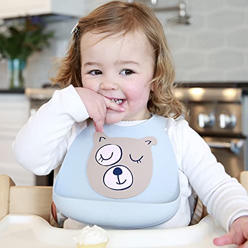 Silicone Baby Bib by ABBY&FINN, Whale, Under the Sea, Waterproof, BPA Free Silicone, Easy Wipe Clean, Dishwasher Safe, For Baby & Toddler, Baby Boy, Baby Girl