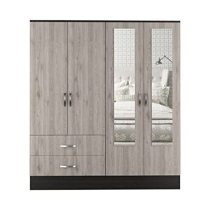fm furniture florencia mirrored new vintage armoire with two cabinets with divisions & two drawers for bedroom