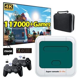 kinhank retro video game console with built in 117000+classic games,super console x pro emulator console for 4k hd tv, tv&game dual systems,up to 5 players,lan/wifi,dual wireless controllers,best gift