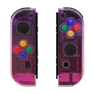 extremerate clear purple rose red joycon handheld controller housing with colorful buttons, diy replacement shell case for nintendo switch & switch oled model joy-con – joycon and console not included