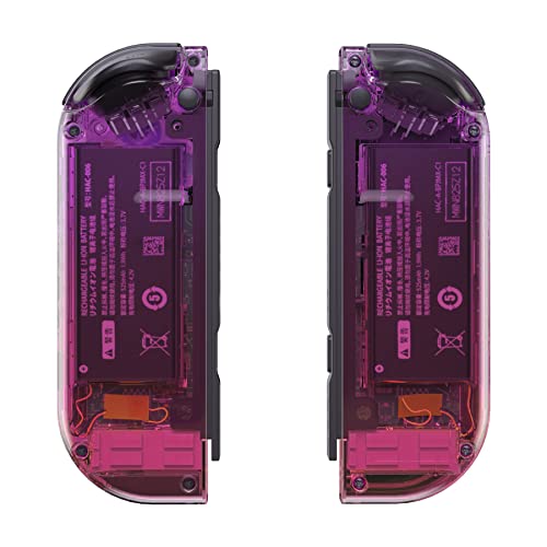eXtremeRate Clear Purple Rose Red Joycon Handheld Controller Housing with Colorful Buttons, DIY Replacement Shell Case for Nintendo Switch & Switch OLED Model Joy-Con – Joycon and Console NOT Included