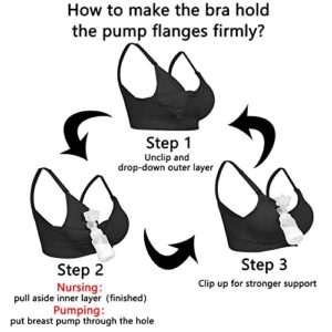 4HOW 3Pack Pumping-Bra Hands Free Breast Nursing Bra for Breastfeeding Wearable Padded for Pregnancy