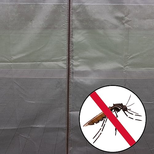 Gazebo Mosquito Netting Screen 4-Panels Universal Replacement for Patio, Outdoor Canopy, Garden and Backyard (10'x12', Khaki)