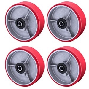 5"x 2" heavy duty casters wheels - industrial caster wheels polyurethane caster wheel with strong load-bearing capacity 4000 lb, heavy duty casters wheel -set of 4, widely used in tool box,trail jack