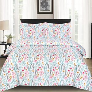 ZOYER Queen Duvet Cover Set [Daisy Day] -3 Piece Printed Comforter Cover Set with Zipper-Brushed Microfiber Soft & Comfortable Bedding Set-1 Duvet Cover with 2 Pillow Shams.