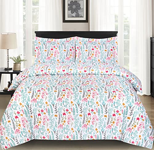 ZOYER Queen Duvet Cover Set [Daisy Day] -3 Piece Printed Comforter Cover Set with Zipper-Brushed Microfiber Soft & Comfortable Bedding Set-1 Duvet Cover with 2 Pillow Shams.